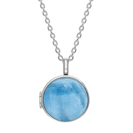 Sterling Silver Aquamarine Small Round Locket, P3549C.