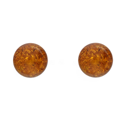 Sterling Silver Baltic Amber Orange 7mm Ball Stud Earrings. E1752.