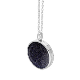 Sterling Silver Blue Goldstone Medium Round Locket, P3550C_2