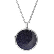 Sterling Silver Blue Goldstone Medium Round Locket, P3550C.