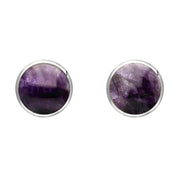 Sterling Silver Blue John 6mm Classic Medium Round Stud Earrings, E003