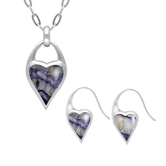 Sterling Silver Blue John Heart Carrier Two Piece Set P2713 E2015
