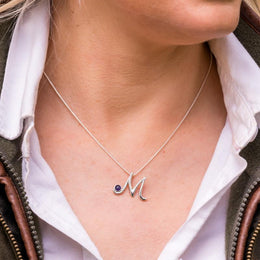 Sterling Silver Blue John Love Letters Initial M Necklace, P3460C.