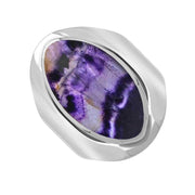 Sterling Silver Blue John Medium Oval Ring. R012.