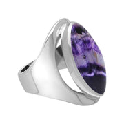 Sterling Silver Blue John Medium Oval Ring. R012.