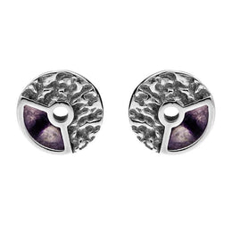 Sterling Silver Blue John Millstone Stud Earrings. E1125.