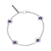 Sterling Silver Blue John Oval Heart Detail Four Stone Bracelet, B797.