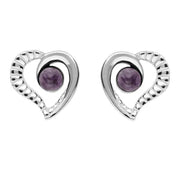 Sterling Silver Blue John Half Ridged Heart Stud Earrings E1908
