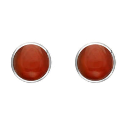 Sterling Silver Carnelian 6mm Classic Medium Round Stud Earrings, E003