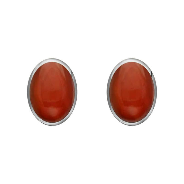 Sterling Silver Carnelian 7 x 5mm Classic Small Oval Stud Earrings, E005