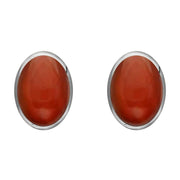 Sterling Silver Carnelian 8 x 10mm Classic Large Oval Stud Earrings, E007