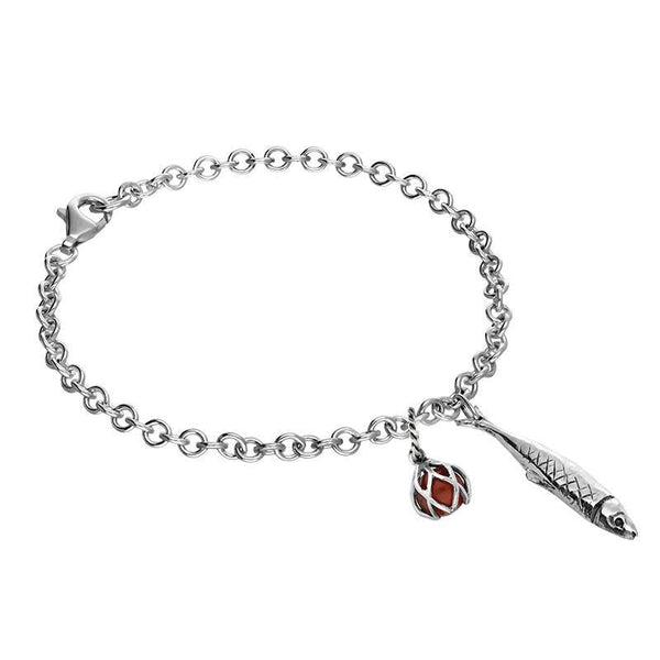 Sterling Silver Emma Stothard Silver Darling Amber Float Charm Bracelet, B1204.