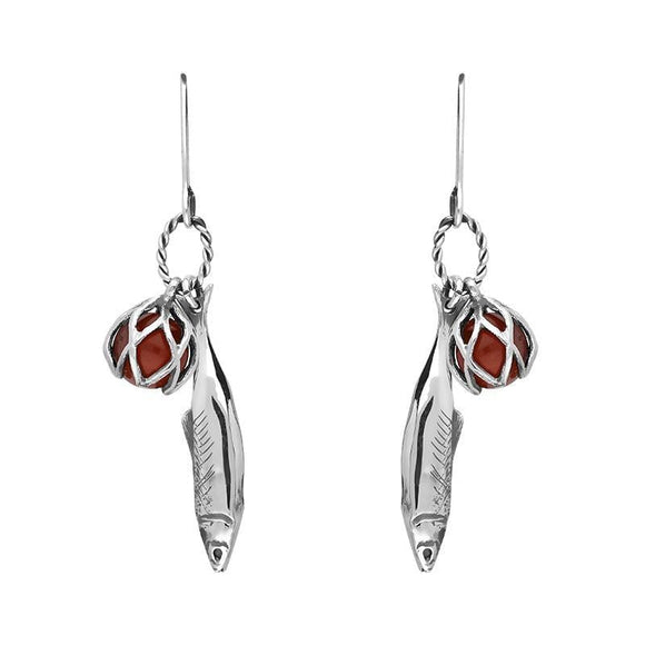Sterling Silver Emma Stothard Silver Darling Amber Float Charm Hook Earrings, E2582.