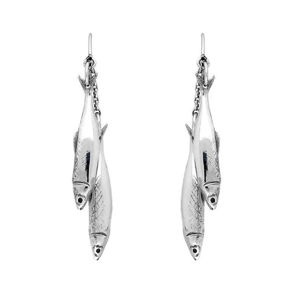 Sterling Silver Emma Stothard Silver Darling Double Drop Hook Earrings, E2581.