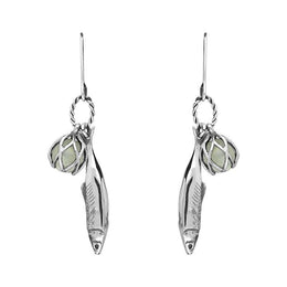Sterling Silver Emma Stothard Silver Darling Green Quartz Float Charm Hook Earrings, E2582.