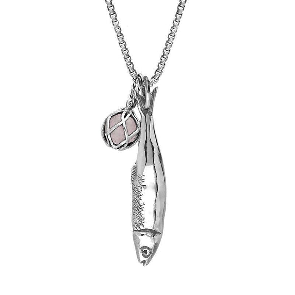 Sterling Silver Emma Stothard Silver Darling Rose Quartz Float Medium Charm Necklace, P3594.