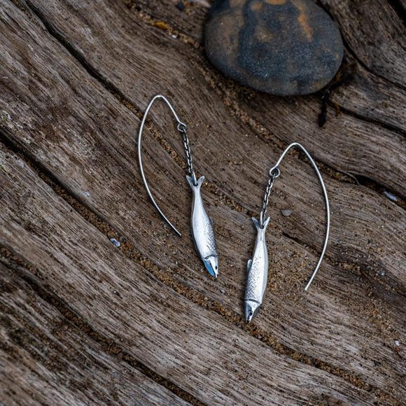 Sterling Silver Emma Stothard Silver Darling Single Drop Hook Earrings, E2580.