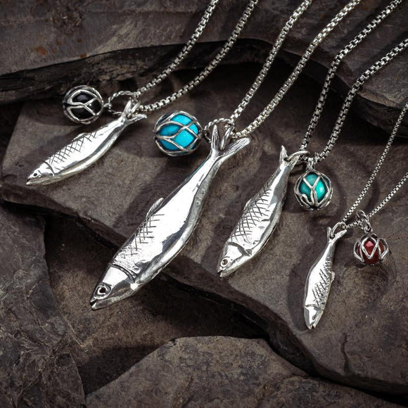 Sterling Silver Emma Stothard Silver Darling Turquoise Float Medium Charm Necklace