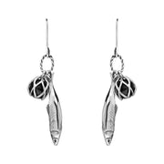 Sterling Silver Emma Stothard Silver Darling Whitby Jet Float Charm Hook Earrings, E2582.