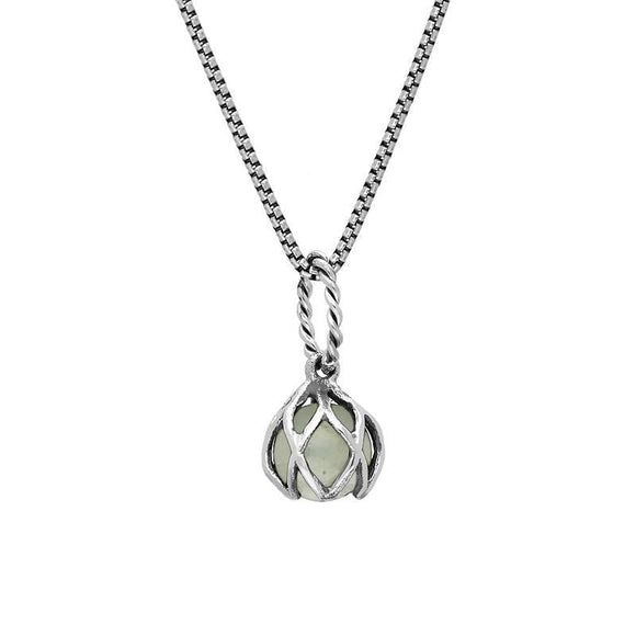 Sterling Silver Green Quartz Emma Stothard Silver Darling 6mm Float Charm Necklace, P3584.