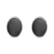 Sterling Silver Hematite 8 x 6mm Classic Medium Oval Stud Earrings, E006