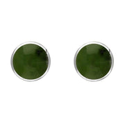 Sterling Silver Jade 6mm Classic Medium Round Stud Earrings, E003