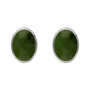 Sterling Silver Jade 8 x 6mm Classic Medium Oval Stud Earrings, E006