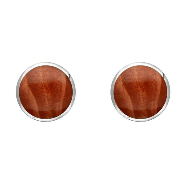 Sterling Silver Jasper 6mm Classic Medium Round Stud Earrings, E003