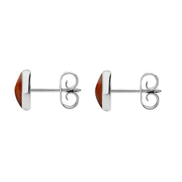 Sterling Silver Jasper 6mm Classic Medium Round Stud Earrings, E003