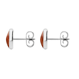 Sterling Silver Jasper 8mm Classic Large Round Stud Earrings, e004