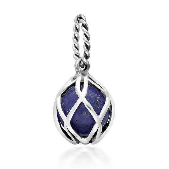 Sterling Silver Lapis Lazuli Emma Stothard Silver Darling 8mm Float Charm, G970.