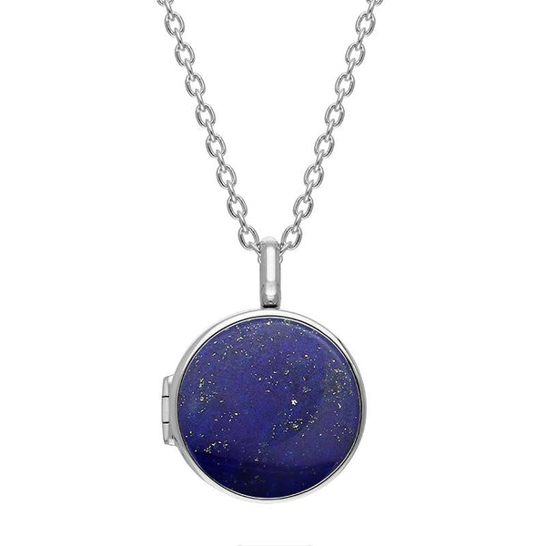 Sterling Silver Lapis Lazuli Small Round Locket, P3549C.