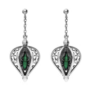 Sterling Silver Malachite Flore Filigree Drop Earrings E1781