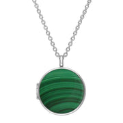 Sterling Silver Malachite Large Round Locket, P3551C.