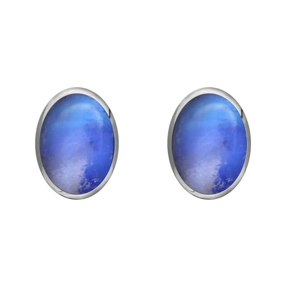 Sterling Silver Moonstone 8 x 6mm Classic Medium Oval Stud Earrings, E006