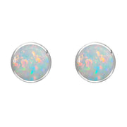 Sterling Silver Opal 6mm Classic Medium Round Stud Earrings, E003