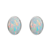 Sterling Silver Opal 7 x 5mm Classic Small Oval Stud Earrings, E005