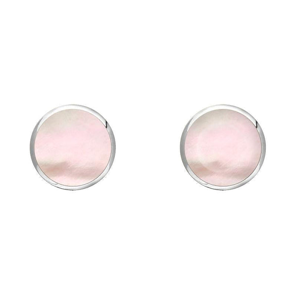 Sterling Silver Pink Mother of Pearl 4mm Classic Small Round Stud Earrings, E001