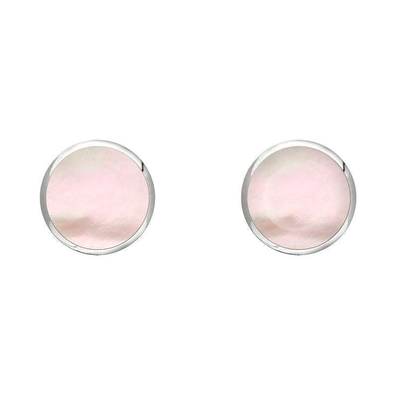Sterling Silver Pink Mother of Pearl 4mm Classic Small Round Stud Earrings, E001