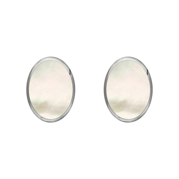 Sterling Silver White Mother of Pearl 7 x 5mm Classic Small Oval Stud Earrings, E005