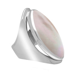 Sterling Silver Pink Mother of Pearl Large Oval Statement Ring, R013.