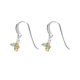 Sterling Silver Rose Gold Plated Bee Hook Earrings, E2578_2