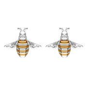 Sterling Silver Rose Gold Plated Bee Stud Earrings, E2577.