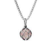 Sterling Silver Rose Quartz Emma Stothard Silver Darling 10mm Float Charm Necklace, P3586.