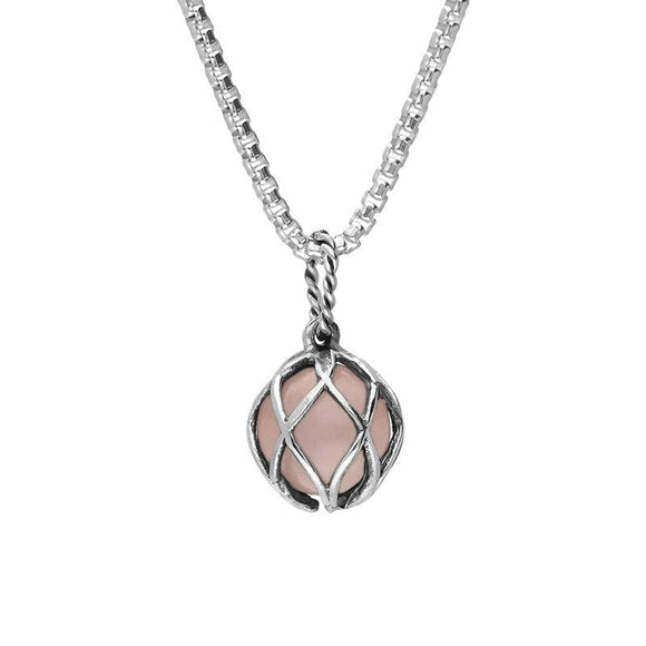 Sterling Silver Rose Quartz Emma Stothard Silver Darling 10mm Float Charm Necklace, P3586.