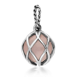 Sterling Silver Rose Quartz Emma Stothard Silver Darling 10mm Float Charm, G971.