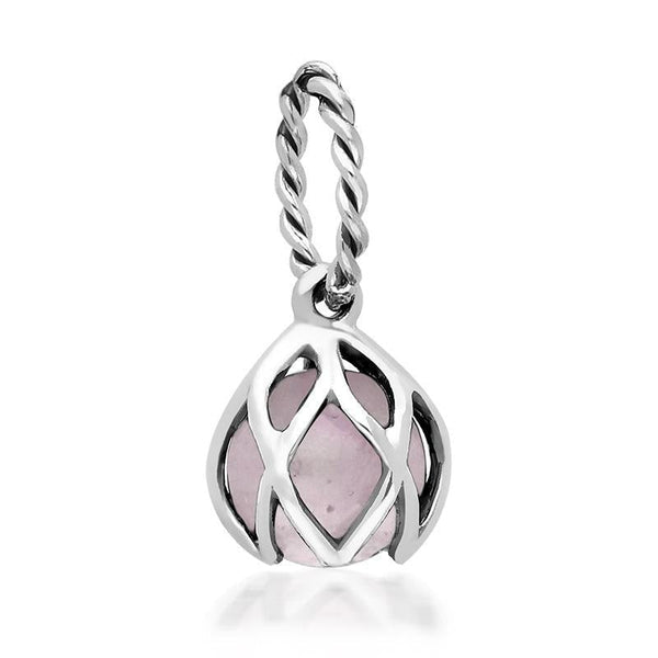 Sterling Silver Rose Quartz Emma Stothard Silver Darling 6mm Float Charm, G969.