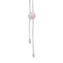 Sterling Silver Rose Quartz Lineaire Round Stone Adjustable Necklace. N1136_2
