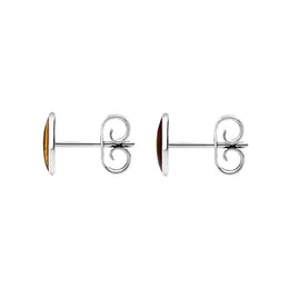 Sterling Silver Tigers Eye 7 x 5mm Classic Small Oval Stud Earrings, E005