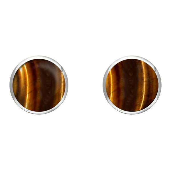 Sterling Silver Tigers Eye 8mm Classic Large Round Stud Earrings, e004